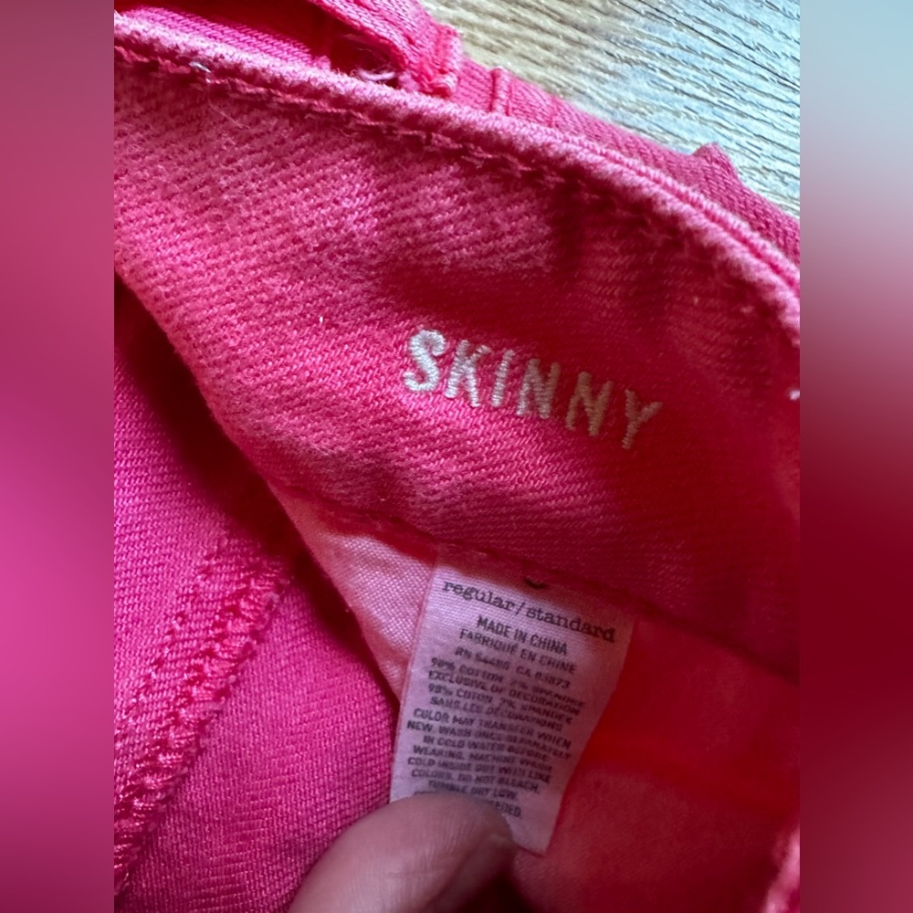 Pink denim American Eagle jean size 0 skinny stretch - Picture 2 of 3